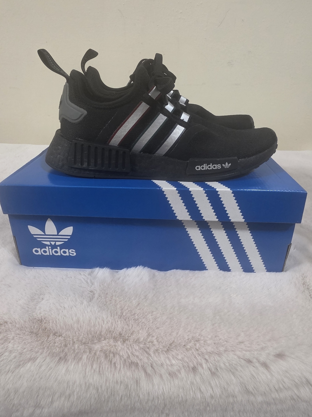 Adidas Kids' Black Athletic Sneakers with Silver Stripes